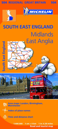 MAPA REGIONAL SOUTH EAST ENGLAND, MIDLANDS, EAST ANGLIA