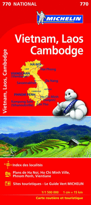 MAPA NATIONAL VIETNAM, LAOS, CAMBODGE CAMBOYA