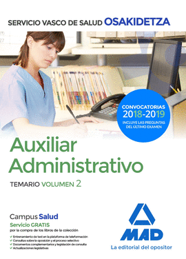 AUXILIAR ADMINISTRATIVO OSAKIDETZA TEMARIO VOLUMEN 2