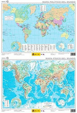 MAPA F�SICO-POL�TICO DEL MUNDO PLASTIFICADO. 52 X 38 CM.
