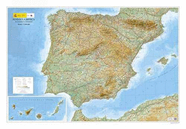 MAPA RELIEVE PEN�NSULA IB�RICA, BALEARES Y CANARIA (135X95)