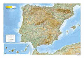 MAPA RELIEVE PENNSULA IBRICA, BALEARES Y CANARIA (135X95)