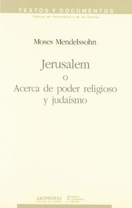 JERUSALEM O ACERCA DE PODER RELIGIOSO Y JADAISMO